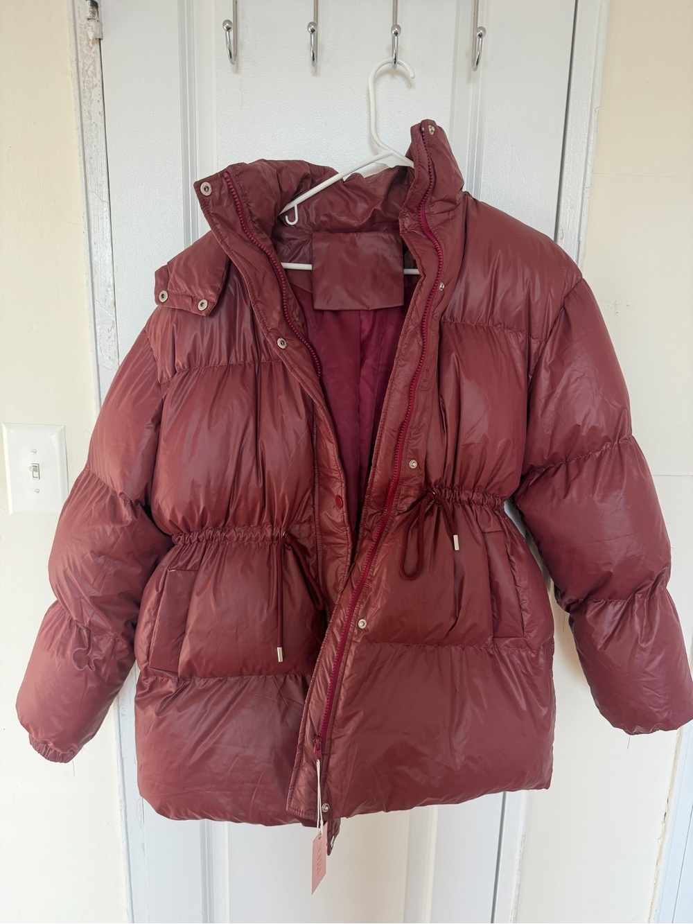 Puffer Coat in Deep Burgundy